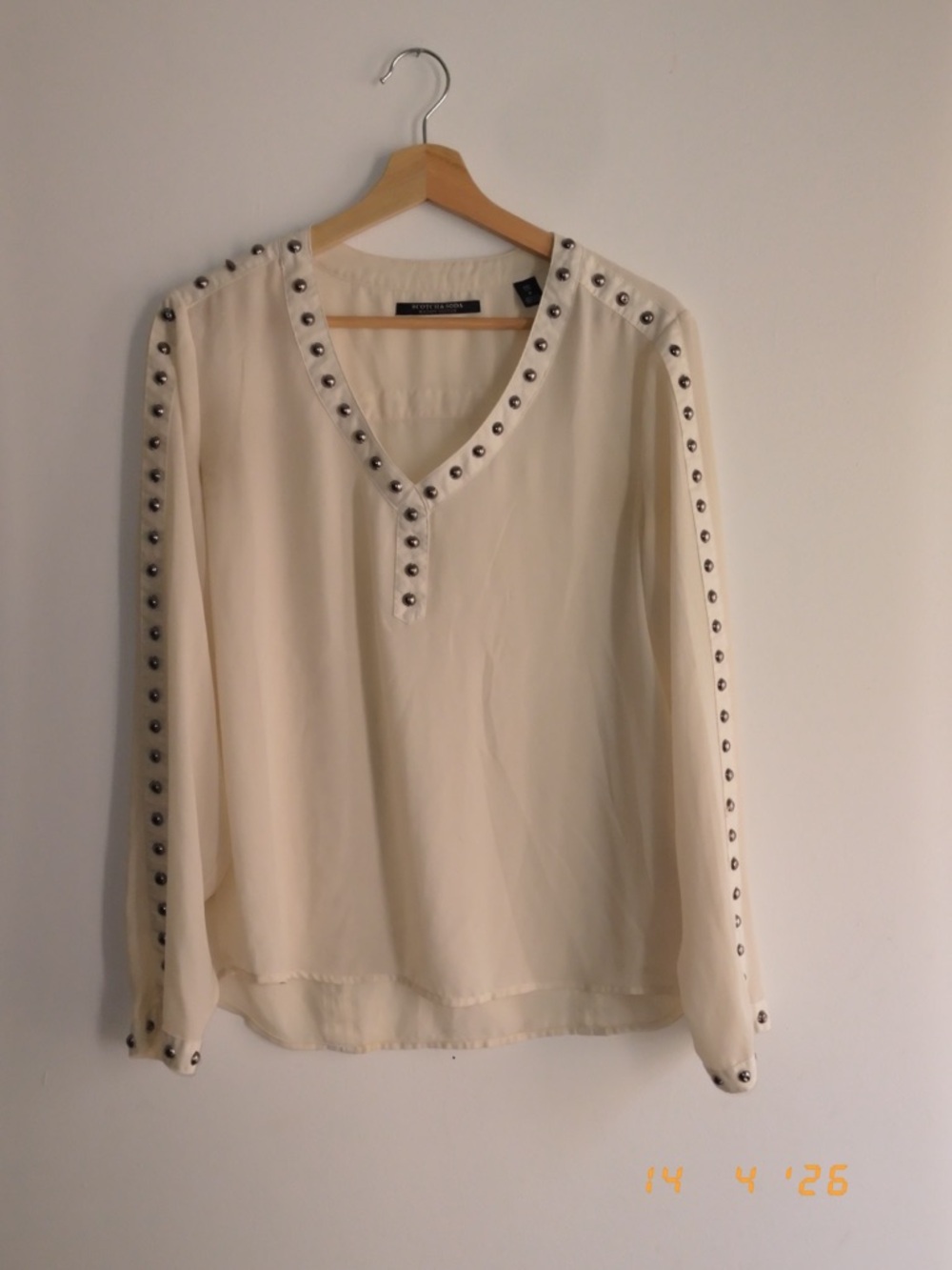 Scotch & Soda Stud-Trim V-Neck Blouse